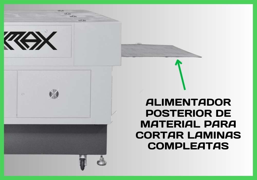 Alimentador de material posterior para cortar lámina completa | FlexMax Perú