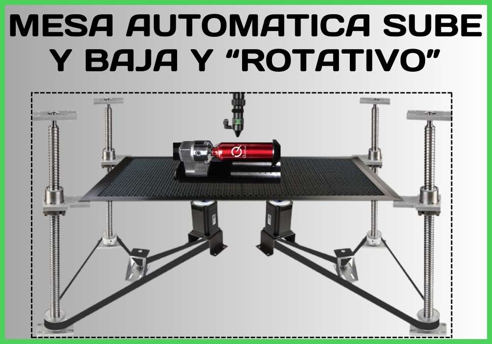 Mesa automatica Sube/Baja y Sistema rotativo para productos cilíndricos | FlexMax Perú